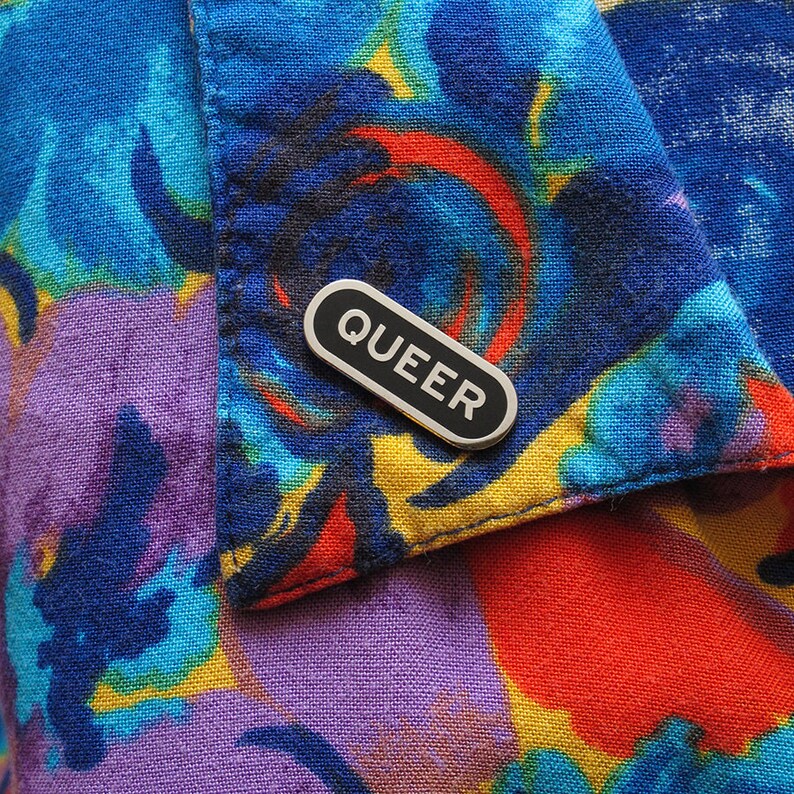QUEER Enamel Lapel Pin gay stocking stuffer image 2