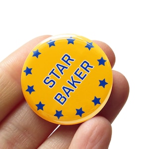 STAR BAKER Pinback Button l British Bake Off Button l Christmas Pin Stocking Stuffer