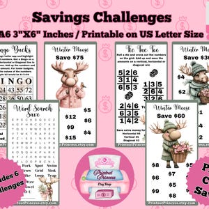 Winter Moose Savings Challenge Games: Printable PDF Set