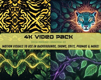 4K Jungle Vol. 1 – klipy wideo z kotami: abstrakcyjne tło, pętle VJ (pobranie cyfrowe) (niepłynne)