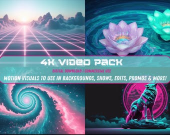 Klipy wideo 4K Synthwave Vol. 2: Retro abstrakcyjne tła, pętle VJ (niepłynne) (pobranie cyfrowe)