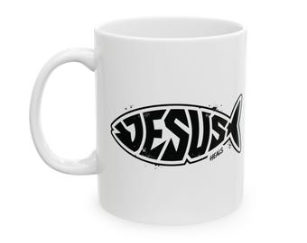 Jesus Heals Ichthys Fish Coffee Mug