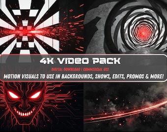 4K Darkwave Realm Vol. 2 Red & Black Abstract Video Loops VJ Motion Graphics (pobranie cyfrowe) (niepłynne)