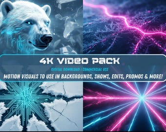 Klipy wideo 4K Frostwave Vol. 1: Zimowe abstrakcyjne tła, pętle VJ (niepłynne) (pobranie cyfrowe)