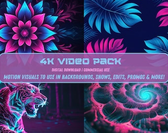 Pętle wideo 4K Cyberpunk: abstrakcyjne neonowe wizualizacje (pobranie cyfrowe)