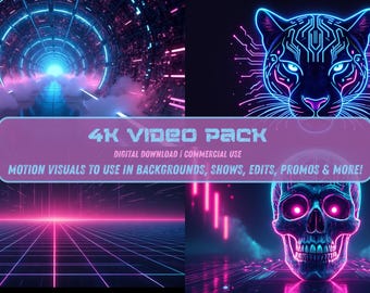 Grafika ruchowa Cyberpunk 4K | Abstrakcyjne pętle VJ (produkt cyfrowy)