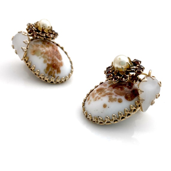 Vintage SCHREINER Copper Fluss Art Glass Earrings… - image 4