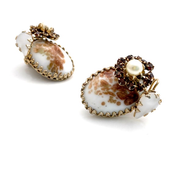 Vintage SCHREINER Copper Fluss Art Glass Earrings… - image 3
