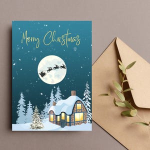 Weihnachts Postkarte, 1 Druckbare digitaler Download, Winter Karte, Digitaler Download zum Drucken