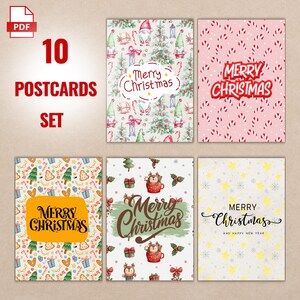 Set Weihnachtspostkarten | 10 Druckbare digitaler Download | Grußkarte | Sofortiger Download zum Ausdrucken