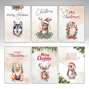 Juego de tarjetas de felicitación navideñas / 10 descargas digitales instantáneas para imprimir / Tarjeta de Año Nuevo de invierno / Tarjeta digital diaria, tarjeta de deseos para amigos y familiares