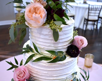 Rustic Wedding Cake for Display. Faux Wedding Cake. Fake Cake 6" 8" 10" or 12" Horizontal Buttercream Design