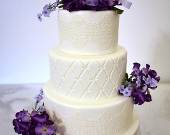 Faux Quilted Lace Wedding Cake, Fake White Wedding Cake for Display, Artificial Dummy Wedding Cake, Foam Wedding Cake, Display Wedding Cake
