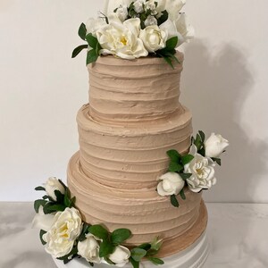 Chocolate Rustic Wedding Cake for Display. Faux Wedding Cake: Individual, Stackable, or Pre-Stacked. Fake Cake 6&quot; 8&quot; 10&quot; Horizontal  Design