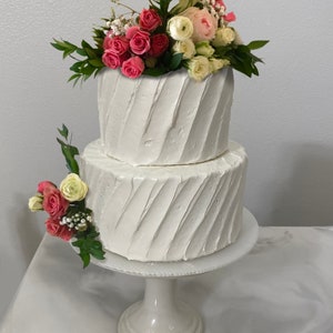 Rustic Wedding Cake for Display. Diagonal Buttercream Design. Faux Wedding Cake: Individual or Pre-Stacked. Fake Cake