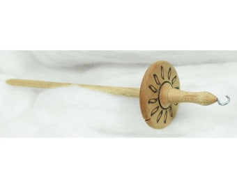 Llina Hand-Turned Maple Wood Pyrograph Drop Spindle Lightweight Top Whorl 15 Grams