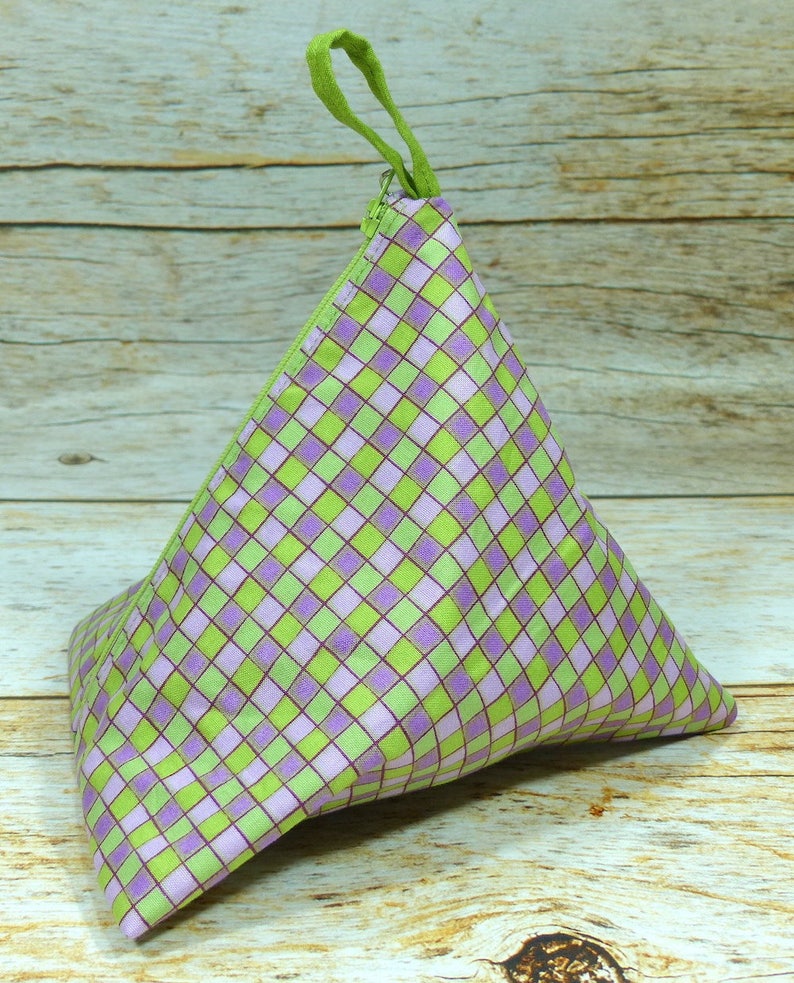Green /& Purple Check Llexical Notions Pouch Spinning Accessory Bag Crochet Knitting