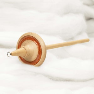 Lleto Mica Inlay / Hand-Turned Maple Wood Drop Spindle Medium Top Whorl 32 Grams image 1