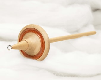 Lleto - Mica Inlay / Hand-Turned Maple Wood Drop Spindle Medium - Top Whorl 32 Grams