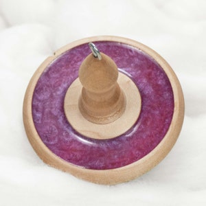 Llampetia Mica Inlay / Hand-Turned Maple Wood Drop Spindle Heavyweight Top Whorl 54 Grams image 2