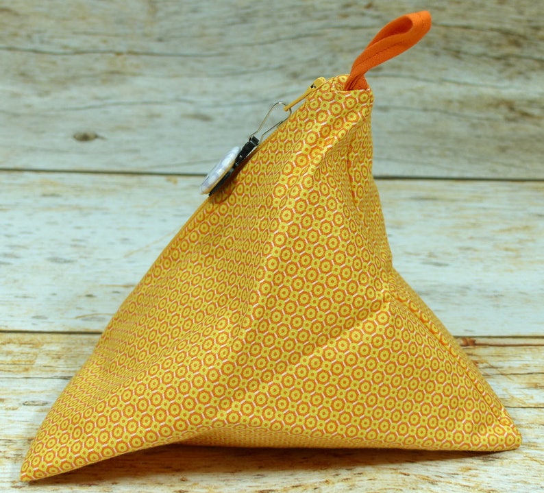 Orange Medallions Llexical Notions Pouch Spinning Accessory Bag Crochet Knitting