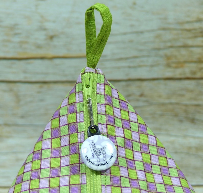 Green /& Purple Check Llexical Notions Pouch Spinning Accessory Bag Crochet Knitting