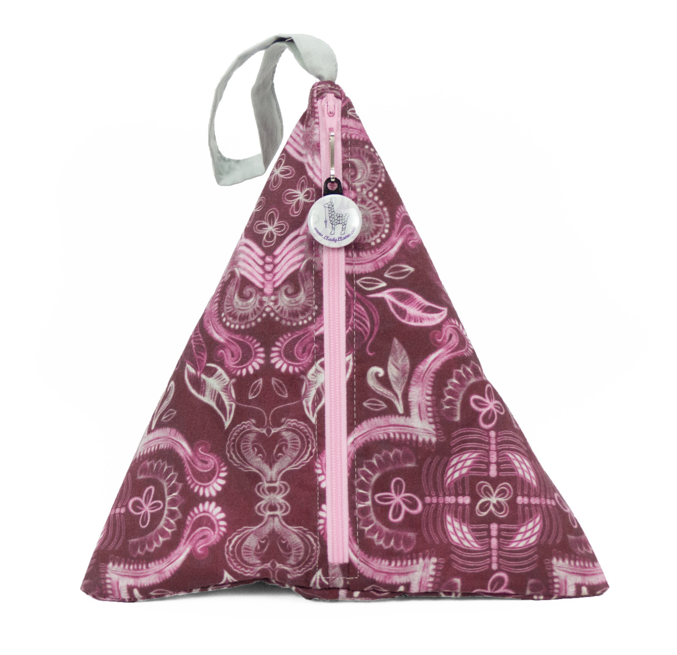 Mauve Damask Llexical Divided Sock Pouch Knitting Crochet Spinning Project Bag