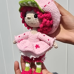 Crochet Raspberry Tart Doll: Handmade Dessert Amigurumi One-of-a-Kind Item