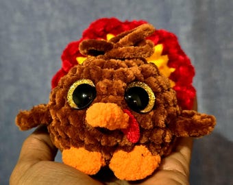 Crochet Turkey Centerpiece. Mini Chenille Amigurumi Plush. Thanksgiving Table/Desk Decor. Limited Fall Release