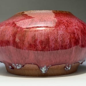 Handcrafted Ceramic Jar – Red Wine & Pomegranate Drip Glaze | Unique Pottery Vessel by Holly Miller Rakun Ceramics