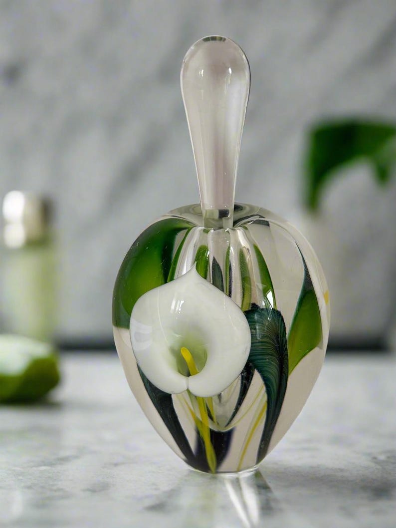 Calla Lily Lotton Art Glass Perfume Bottle - Signed - Etsy