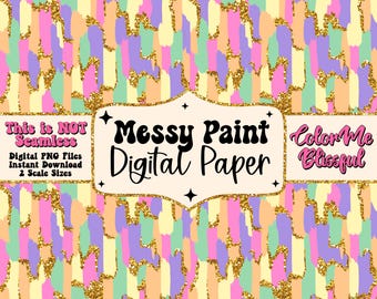 Messy paint digital paper, png digital download, trendy pastel brushstroke design, wallpaper png, printable scrapbook paper, NOT SEAMLESS