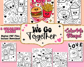 Cute and bold Valentines Day coloring pages, digital coloring pages, adult coloring pdf, download and print cute and cozy girlie coloring