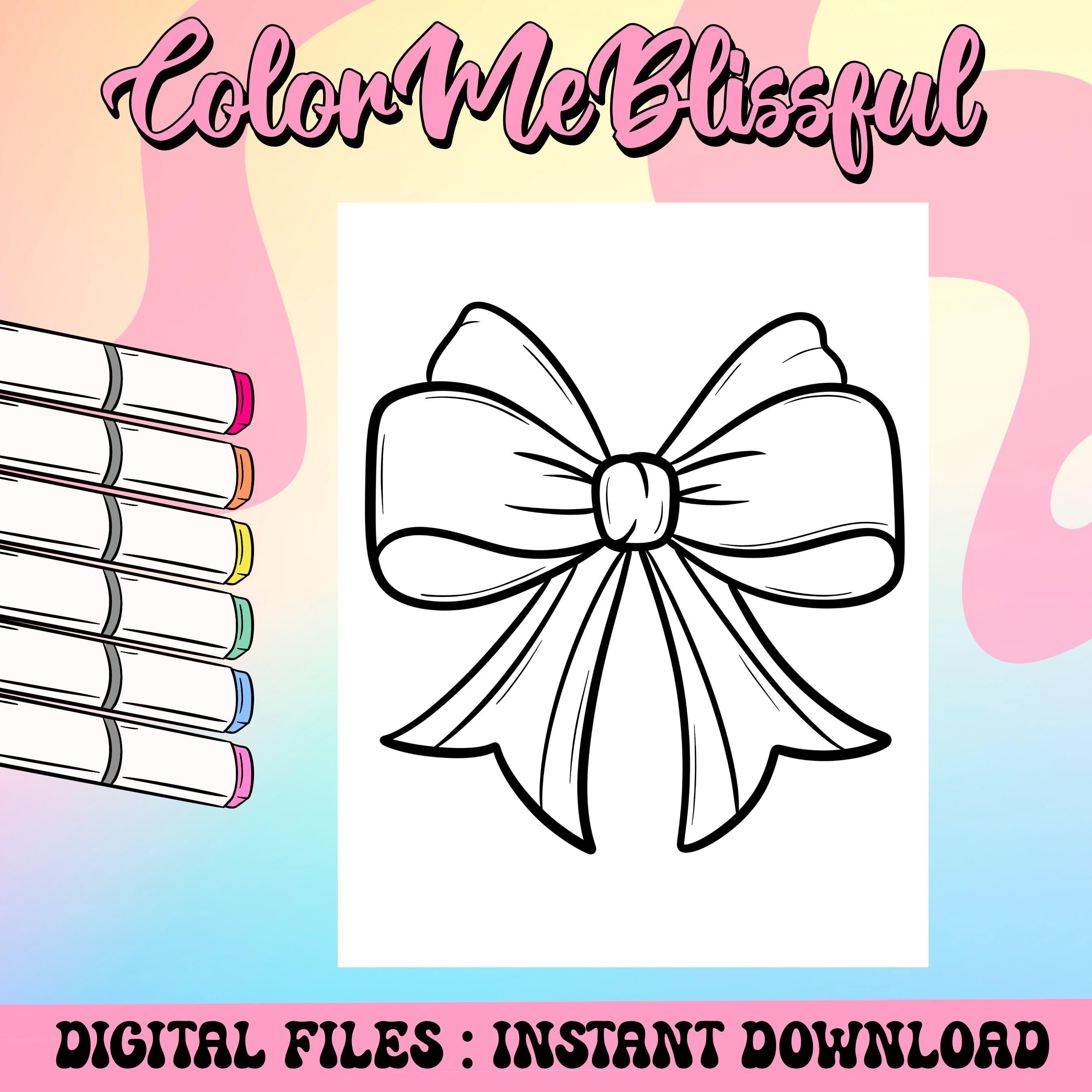 Coquette Bow Coloring Pages, Digital Coloring Pdf, Cute Coloring Pages ...