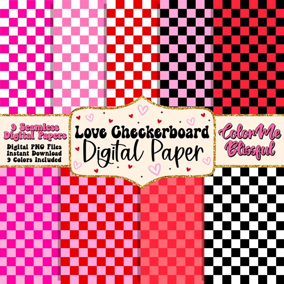 Love checkerboard digital paper, digital download, seamless pattern design, wallpaper png, printable scrapbook paper, Valentine’s Day craft