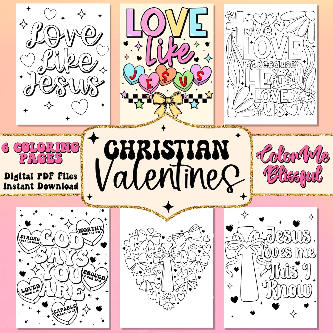 Cute and Bold Christian Valentines Day Coloring Pages, Digital Coloring ...
