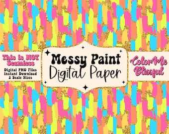 Messy paint digital paper, png digital download, trendy preppy messy paint design, wallpaper png, printable scrapbook paper, NOT SEAMLESS