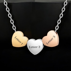 Collar personalizado con letras en forma de corazón: acero inoxidable, oro rosa y chapado en oro. Joyas personalizadas