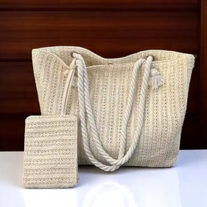 Boho Strohtasche – Große Sommertasche für Damen, handgefertigte geflochtene Bali-Style Strandtasche