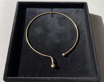 Mirrorball Golden Brass Modernist Collar Necklace Statement Choker Rigid Metal Neckpiece Contemporary Jewelry