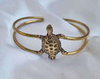 Brass Turtle Cuff Bracelet | Minimalist Coastal Boho Jewelry