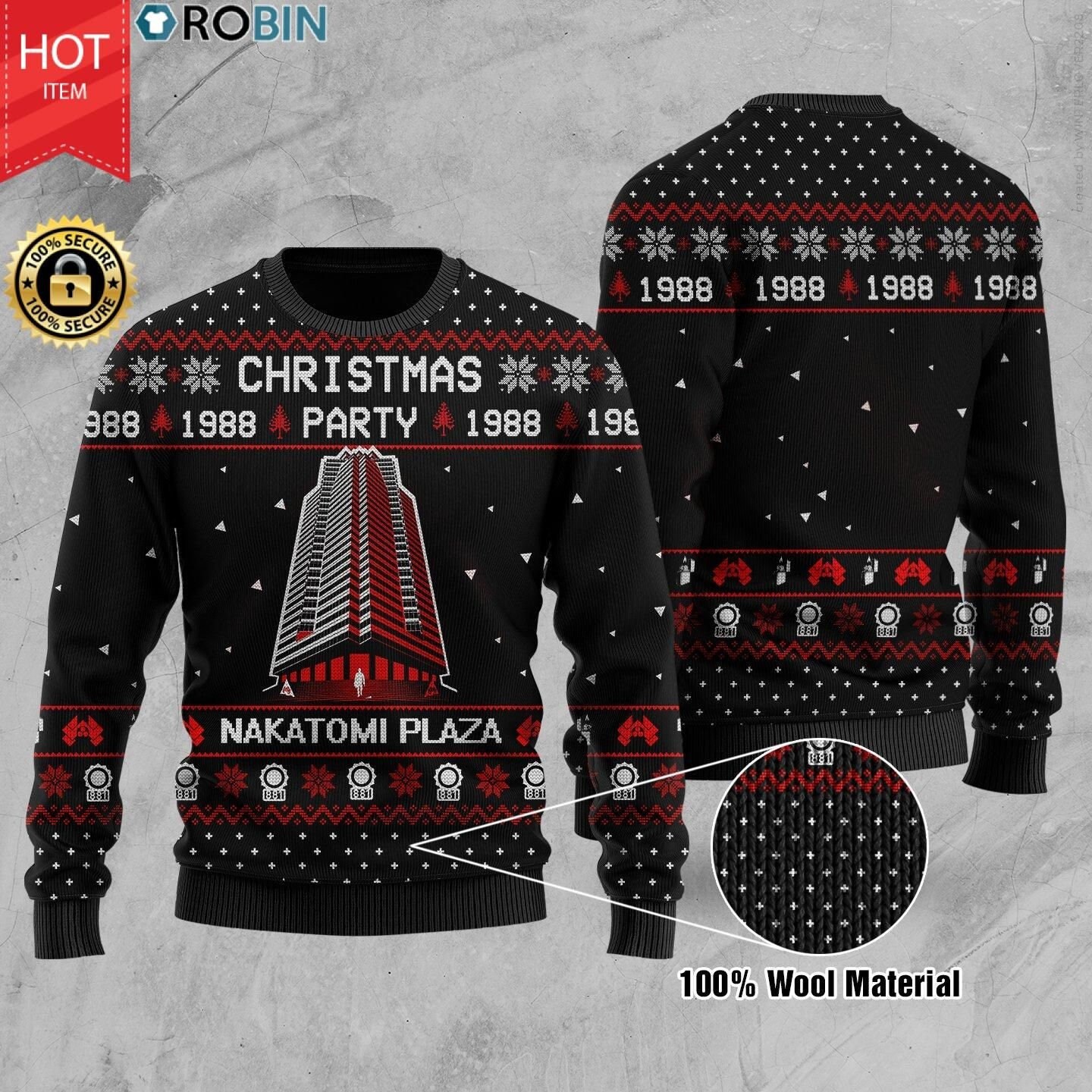 Discover Christmas Party Nakatomi Plaza Knitted Christmas 3D Sweater