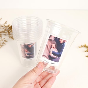 Personalized Photo Party Cups: Custom Face & Text, Birthday Favors