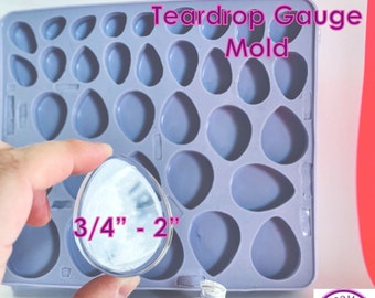 Teardrop Plug Gauge Silicone Mold: Ear Piercing (3/4 inch to 2 inch)