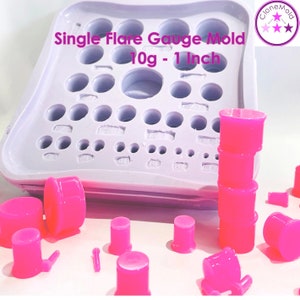 Plug Gauge Single Flare Mold 10g - 1 inch; Multiple Ear Plug Piercing Silicone Rubber Mold