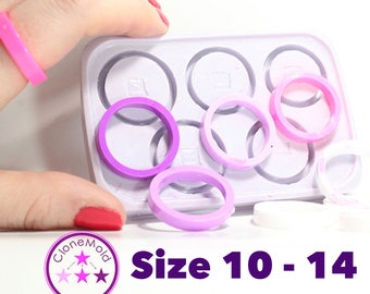 Multiple Ring Mold 6 Large Thin Stackable Band Ring Mold; Sizes 10 -14; Mens Sizes