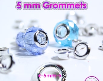 Plated Sterling Silver 5mm Grommet Bead - Jewellery Eyelet