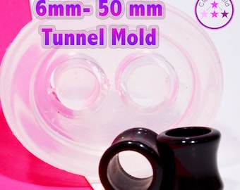 Tunnelplug-Form, transparente Silikon-Gießform | Ohrlochdurchmesser 6–50 mm | Abgerundete Kanten, für Harz geeignet