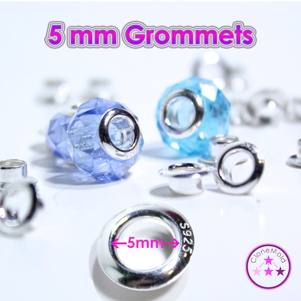 Argent sterling 925 estampé plaqué œillet de bijoux de 5 mm avec œillet (5 mm)