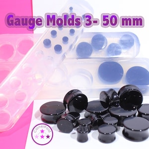 Plug Gauge Mold Multiple Tunnel Flat End  Ear Plug Piercing Silicone Rubber Mold; 3 mm - 30 mm